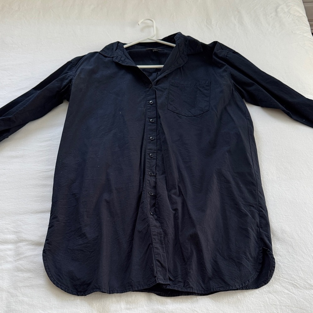 Navy Button-Up Shirt Dress